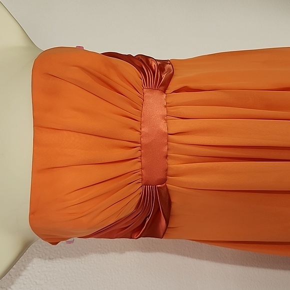 Expressions Dress Strapless Chiffon Overlay Maxi Orange Size 8 - Picture 7 of 17